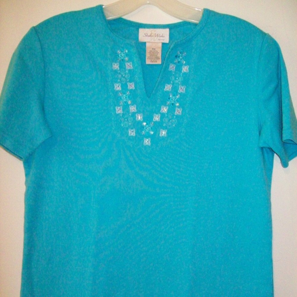 BEAUTIFUL STUDIO WORKS TEAL SHORT SLEEVE SHIRT